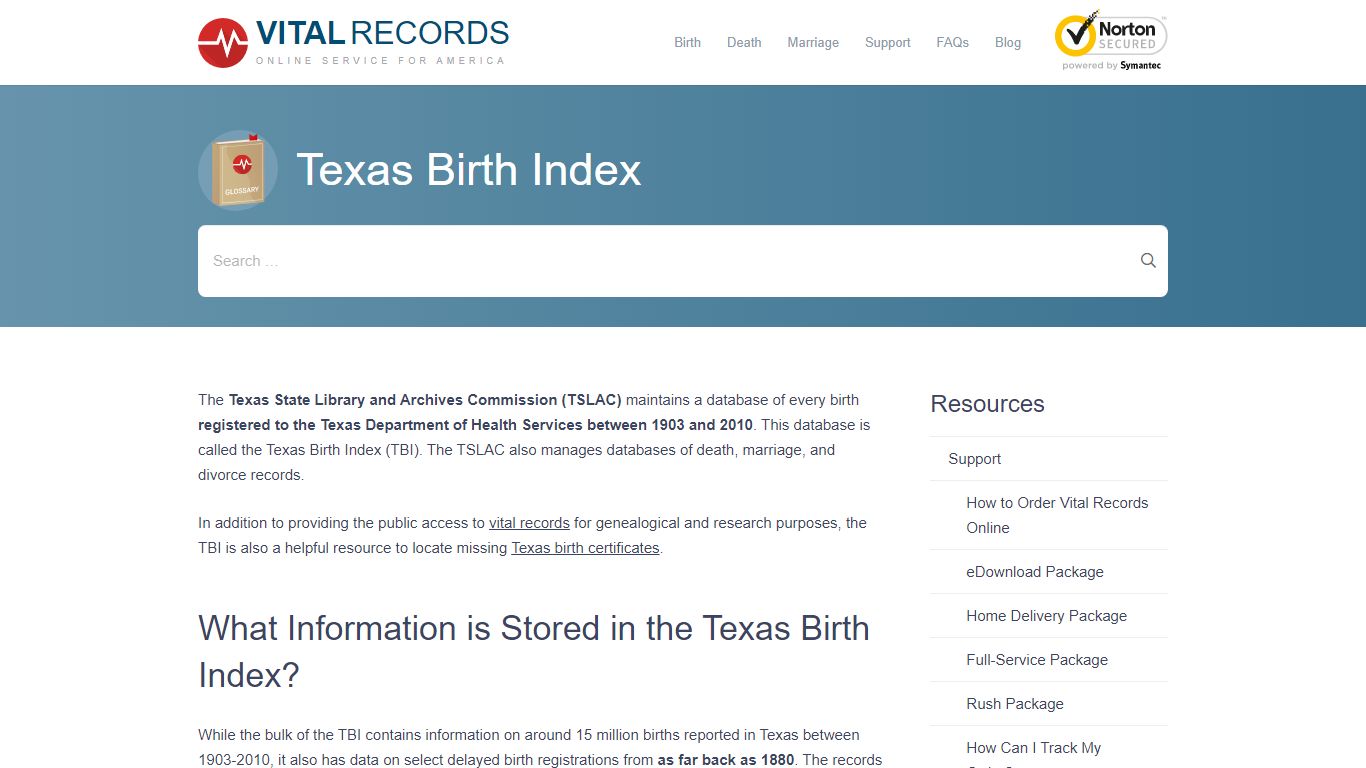 Texas Birth Index - Vital Records Online