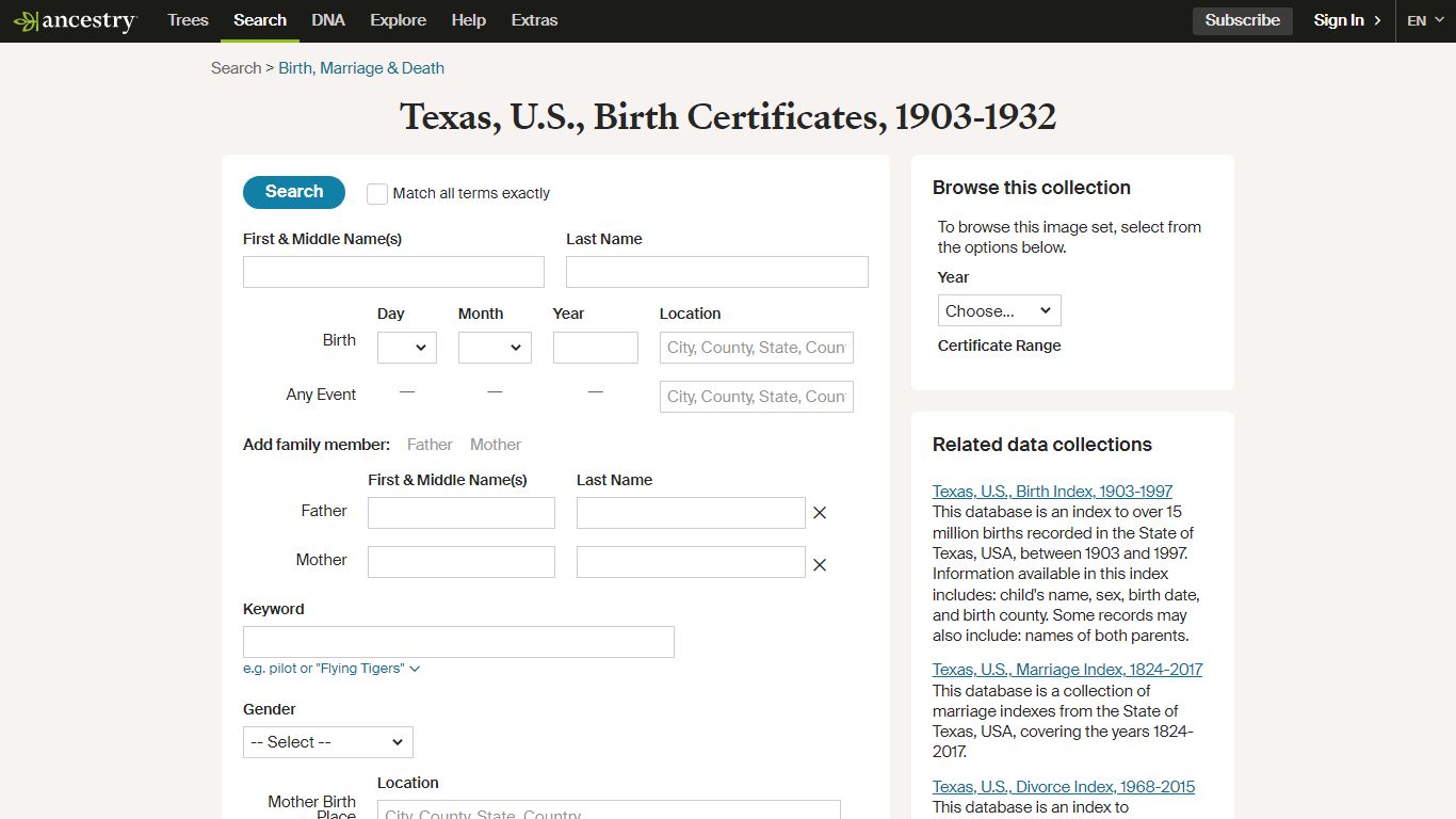Texas, U.S., Birth Certificates, 1903-1932 - Ancestry.com